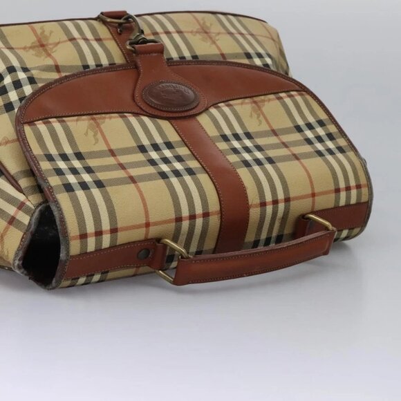 Burberrys Nova Check Boston Bag PVC 2way Beige Auth MX139 - Picture 7 of 15